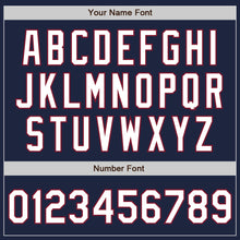 Load image into Gallery viewer, Custom Navy White-Crimson Bomber Full-Snap Varsity Letterman Two Tone Jacket