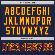 Load image into Gallery viewer, Custom Navy Crimson-Gold Bomber Full-Snap Varsity Letterman Two Tone Jacket