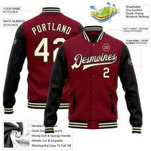 Load image into Gallery viewer, Custom Crimson Cream-Black Bomber Full-Snap Varsity Letterman Two Tone Jacket