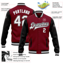 Load image into Gallery viewer, Custom Crimson White Black-Gray Bomber Full-Snap Varsity Letterman Two Tone Jacket