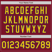 Load image into Gallery viewer, Custom Crimson Yellow-Royal Bomber Full-Snap Varsity Letterman Two Tone Jacket