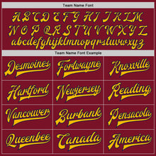 Load image into Gallery viewer, Custom Crimson Gold-Navy Bomber Full-Snap Varsity Letterman Two Tone Jacket