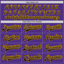 Load image into Gallery viewer, Custom Purple Black Cream-Gold Bomber Full-Snap Varsity Letterman Two Tone Jacket