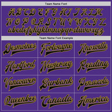 Load image into Gallery viewer, Custom Purple Black Cream-Old Gold Bomber Full-Snap Varsity Letterman Two Tone Jacket