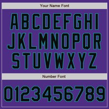 Load image into Gallery viewer, Custom Purple Black Cream-Teal Bomber Full-Snap Varsity Letterman Two Tone Jacket