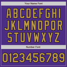 Load image into Gallery viewer, Custom Purple Old Gold-Black Bomber Full-Snap Varsity Letterman Two Tone Jacket