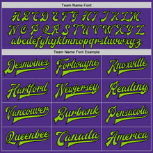 Load image into Gallery viewer, Custom Purple Neon Green-Black Bomber Full-Snap Varsity Letterman Two Tone Jacket