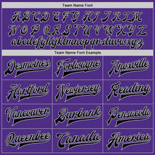 Load image into Gallery viewer, Custom Purple Black-Gray Bomber Full-Snap Varsity Letterman Two Tone Jacket