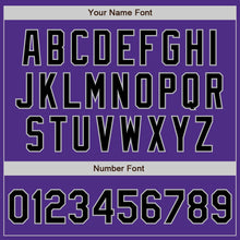 Load image into Gallery viewer, Custom Purple Black-Gray Bomber Full-Snap Varsity Letterman Two Tone Jacket