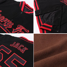 Load image into Gallery viewer, Custom Brown Red-White Bomber Full-Snap Varsity Letterman Two Tone Jacket