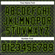 Load image into Gallery viewer, Custom Black Neon Green Check And Tiger 3D Pattern Design Bomber Full-Snap Varsity Letterman Jacket