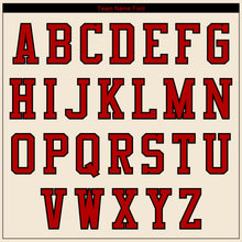 Load image into Gallery viewer, Custom Cream Red-Black 3D Pattern Design Bomber Full-Snap Varsity Letterman Jacket