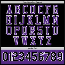 Load image into Gallery viewer, Custom Black Purple-White Bomber Full-Snap Varsity Letterman Two Tone Jacket