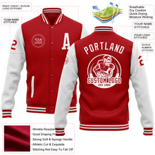 Load image into Gallery viewer, Custom Red White Bomber Full-Snap Varsity Letterman Two Tone Jacket