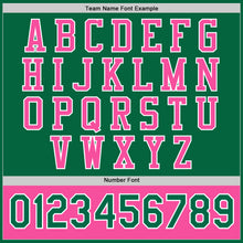 Load image into Gallery viewer, Custom Kelly Green Pink-White Bomber Full-Snap Varsity Letterman Two Tone Jacket