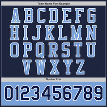 Load image into Gallery viewer, Custom Navy Light Blue-White Bomber Full-Snap Varsity Letterman Two Tone Jacket