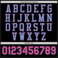 Load image into Gallery viewer, Custom Black Light Blue-Pink Bomber Full-Snap Varsity Letterman Jacket