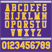 Load image into Gallery viewer, Custom Purple Gold-White Bomber Full-Snap Varsity Letterman Jacket