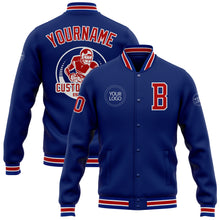 Load image into Gallery viewer, Custom Royal Red-White Bomber Full-Snap Varsity Letterman Jacket
