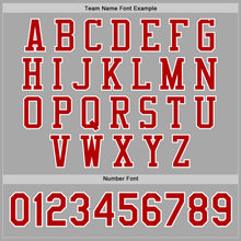 Load image into Gallery viewer, Custom Gray Red-White Bomber Full-Snap Varsity Letterman Jacket