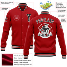 Load image into Gallery viewer, Custom Red Black-White Bomber Full-Snap Varsity Letterman Jacket