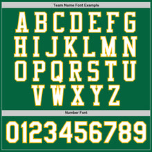 Load image into Gallery viewer, Custom Kelly Green White-Gold Bomber Full-Snap Varsity Letterman Jacket