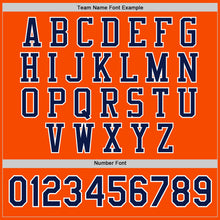 Load image into Gallery viewer, Custom Orange Navy-White Bomber Full-Snap Varsity Letterman Jacket