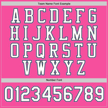 Load image into Gallery viewer, Custom Pink White Light Blue-Black Bomber Full-Snap Varsity Letterman Jacket