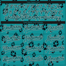 Load image into Gallery viewer, Custom Teal Black-White Wolf 3D Pattern Design Bomber Full-Snap Varsity Letterman Jacket