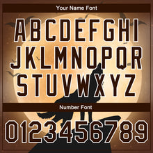 Load image into Gallery viewer, Custom Brown Black-White Wolf Fullmoon Party 3D Pattern Design Bomber Full-Snap Varsity Letterman Jacket