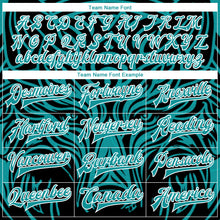 Load image into Gallery viewer, Custom Teal White Wolf Head 3D Pattern Design Bomber Full-Snap Varsity Letterman Jacket