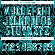 Load image into Gallery viewer, Custom Teal White Wolf Head 3D Pattern Design Bomber Full-Snap Varsity Letterman Jacket