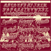 Load image into Gallery viewer, Custom Maroon Cream Wolf Fullmoon Party 3D Pattern Design Bomber Full-Snap Varsity Letterman Jacket