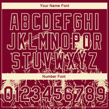 Load image into Gallery viewer, Custom Maroon Cream Wolf Fullmoon Party 3D Pattern Design Bomber Full-Snap Varsity Letterman Jacket