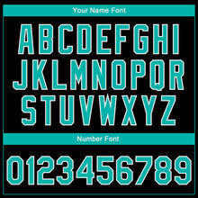 Load image into Gallery viewer, Custom Black Aqua-White Seated Cat 3D Pattern Design Bomber Full-Snap Varsity Letterman Jacket