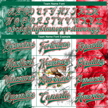 Load image into Gallery viewer, Custom White Kelly Green-Red Mexico 3D Bomber Full-Snap Varsity Letterman Jacket