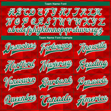 Load image into Gallery viewer, Custom Red Kelly Green-White Mexico 3D Bomber Full-Snap Varsity Letterman Jacket