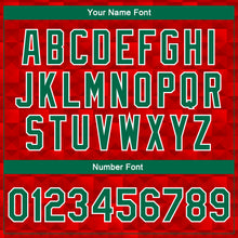 Load image into Gallery viewer, Custom Red Kelly Green-White Mexico 3D Bomber Full-Snap Varsity Letterman Jacket