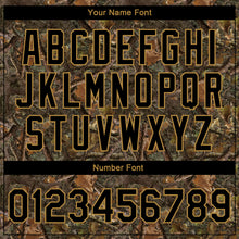 Load image into Gallery viewer, Custom Camo Black-Old Gold Realistic Forest Camouflage 3D Bomber Full-Snap Varsity Letterman Salute To Service Jacket