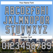 Load image into Gallery viewer, Custom Powder Blue Gray-Black Los Angeles California City Edition 3D Bomber Full-Snap Varsity Letterman Jacket