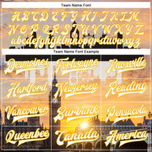 Load image into Gallery viewer, Custom Gold White Big Ben And Westminster Bridge London UK City Edition 3D Bomber Full-Snap Varsity Letterman Jacket