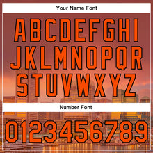 Load image into Gallery viewer, Custom Orange Black Baltimore Inner Harbor Baltimore Maryland City Edition 3D Bomber Full-Snap Varsity Letterman Jacket