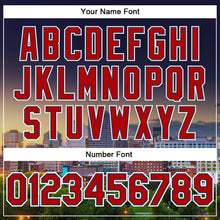 Load image into Gallery viewer, Custom Navy Red-White Cleveland Ohio City Edition 3D Bomber Full-Snap Varsity Letterman Jacket