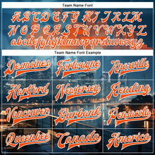 Load image into Gallery viewer, Custom Navy Orange-White Houston Texas City Edition 3D Bomber Full-Snap Varsity Letterman Jacket