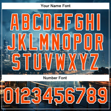 Load image into Gallery viewer, Custom Navy Orange-White Houston Texas City Edition 3D Bomber Full-Snap Varsity Letterman Jacket