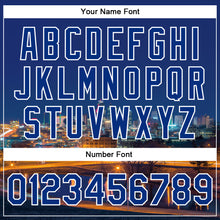 Load image into Gallery viewer, Custom Royal White Kansas City Missouri City Edition 3D Bomber Full-Snap Varsity Letterman Jacket