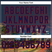 Load image into Gallery viewer, Custom Navy Red Los Angeles California City Edition 3D Bomber Full-Snap Varsity Letterman Jacket