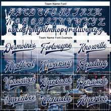 Load image into Gallery viewer, Custom Navy White New York City Edition 3D Bomber Full-Snap Varsity Letterman Jacket