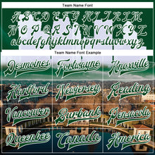 Load image into Gallery viewer, Custom Green White Lake Merritt Oakland California City Edition 3D Bomber Full-Snap Varsity Letterman Jacket