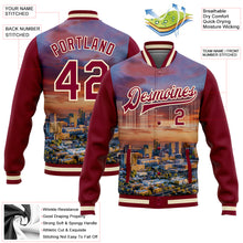 Load image into Gallery viewer, Custom Maroon Cream Phoenix Arizona City Edition 3D Bomber Full-Snap Varsity Letterman Jacket